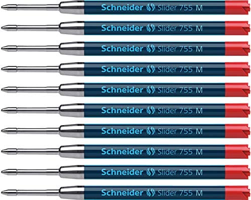 Schneider 175602 Slider 755 Ersatzmine (ViscoGlide-Technologie, M=Mittelstrich) 10er Packung, rot