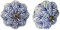Nicola Spring Ceramic Cupboard Drawer Handle Knobs - Vintage Flower Design - Dark Blue - Pack of 24