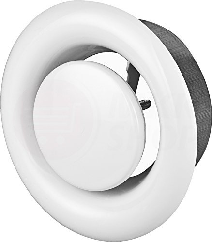 Tellerventil Anemostat Ø 80 mm weiß pulverbeschichtet Abluft Wand - Deckenven...