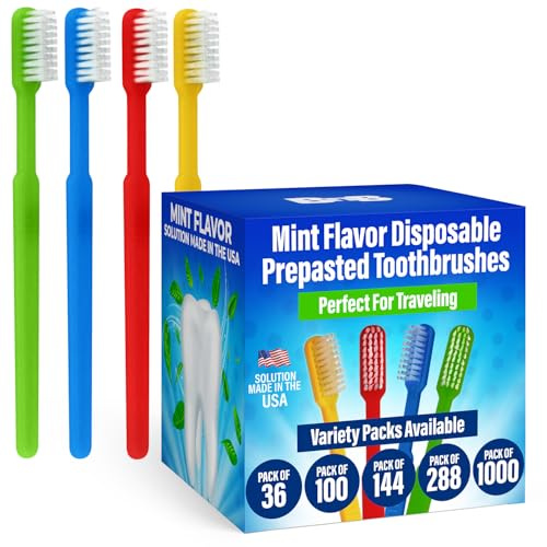 36 Adult Pre-Pasted Disposable Toothbrushes Individually Wrapped, Perfect Cruise Necessity by Bottles N Bags (36 Pack)
