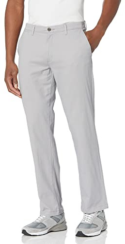 Amazon Essentials Men's Straight-Fit Casual Stretch Khaki, Light Grey, 32W x 30L