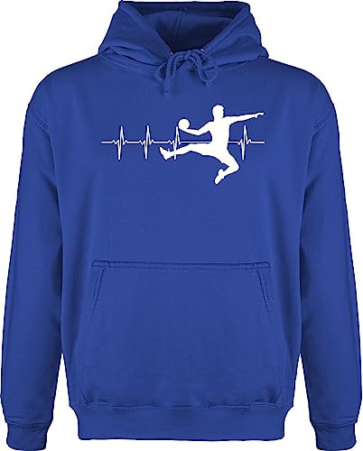 Hoodie Pullover Männer - EM 2026 Trikot Ersatz - Handball Herzschlag für Herren - S - Royalblau - handball+pullover langer arm handballer pulli geschenk hanball hoddis halbball hoody handball.
