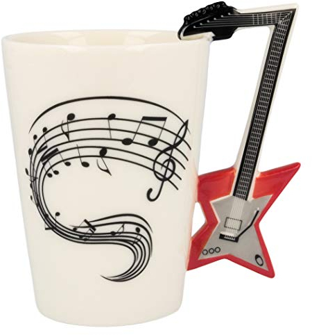 Froster Tazza Musicale Chitarra Elettrica in scatola nera, Tazza di Musica in ceramica 220 ml per Regalo