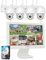 Tonton Video Überwachungsset WLAN, 10CH 5MP HD 16 Zoll WiFi NVR Monitor 4 X 1920P Schwenkbare Überwachungskamera, Nachsicht in Farbe, Zwei-Wege-Audio, Auto Verfolgung, APP/PC Fernzugriff, 1TB HDD