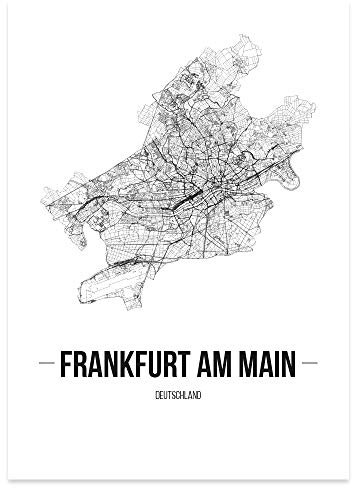 JUNIWORDS Stadtposter, Frankfurt am Main, Wähle eine Größe, 30 x 40 cm, Poster, Schrift B, Weiß