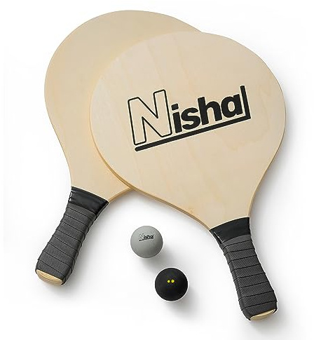 Nisha - Paddle Ball Set, Complete Set with 2 Pro Balls, 2 Rackets and Paddle Grips, Interactive Indoor, Outdoor and Beach Game, Comes in a Durable Plastic Case