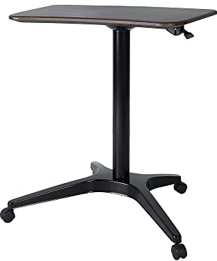 Mobiler Schreibtisch, pneumatisch höhenverstellbar, ergonomisches Design, zum Sitzen und Stehen, ideal für Klassenzimmer, Büros und Zuhause, Schwarz