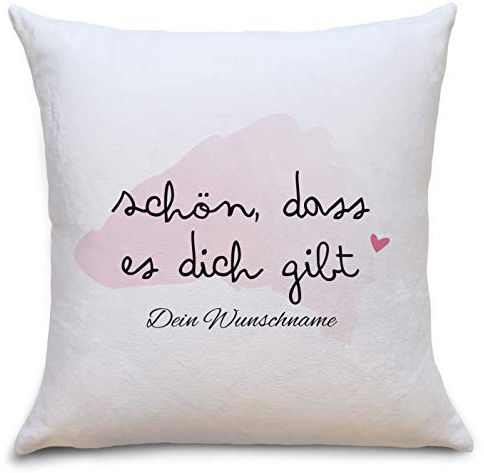 OWLBOOK schön, DASS es Dich gibt Flauschige Kissenhülle mit Liebesbotschaft Personalisiert mit Namen Geschenke Geschenkideen für Frauen zum GeburtstagValentinstag