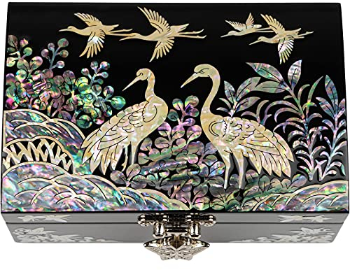 February Mountain Kleine koreanische Schmuckschatulle mit Perlmutt, einzigartige Geschenke, Holzbox, Schwester, Geburtstagsgeschenke