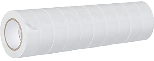 GRIP Eventbasics Isolierband weiß GT 807, Isotape 10er Set, 19 mm x 10 m/Rolle, selbstklebendes Isolierband wasserfest, flammhemmend, elastisch, durchschlagfest bis 5 kV