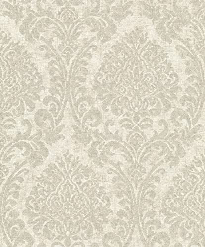 Grandeco Life Nomad Chenille Damask Cream Wallpaper A50103 - Vinyl Damask