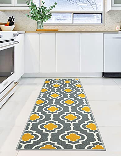 Capslpad Hallway Runner Rug 65x180cm Non-Slip Carpet Runners for Entryway Durable Short Pile Kitchen Rugs Machine Washable Mat Runner Area Rug for Hallway Entrance Kitchen Laundry Decdor, Mustard