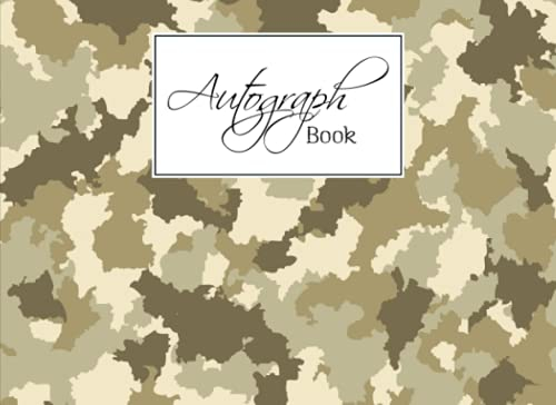 Autograph Book: Camo Print Cover | Autograph Book for Adults & Kids, 150 Blank Pages, Starlight Design, Keepsake, Size 8.25 x 6 By Wally Funke