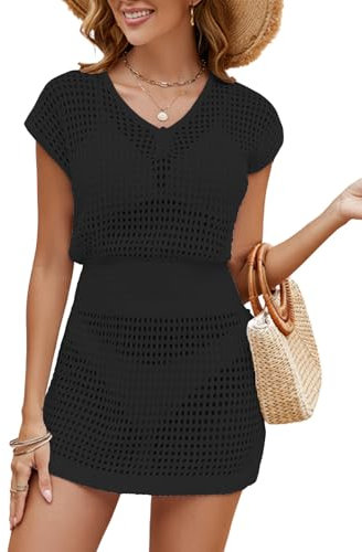 JFAN Women Summer Bikini Beach Cover Up Dress Swimsuit Swimwear Loose V-Neck