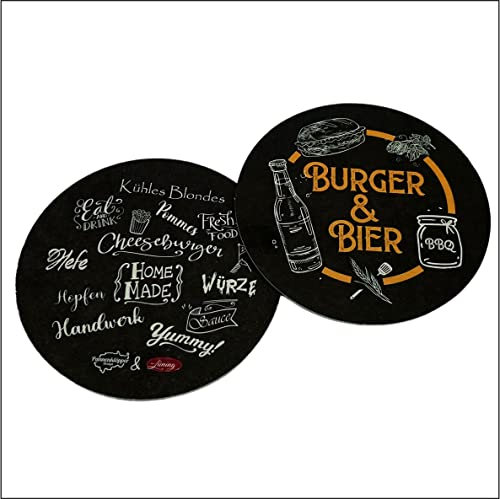 Burger & Bier Lot de 30 dessous de verre en carton pour barbecue