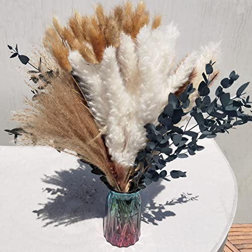 110 Stück Natürliche Getrocknetes Pampasgras, Trockenblumen Eukalyptus für Hochzeit Boho Deko Wohnzimmer