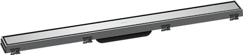 hansgrohe Fertigset Duschrinne RainDrain Match, Abflussrinne 800mm, Bodenablauf Dusche mit höhenverstellbarem Rahmen, Chrom, 80cm