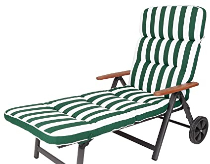 KETTtex 2154 Auflage Rollliegen Alicante Blockstreifen grün-weiß Sitzpolster 200x60x9 cm