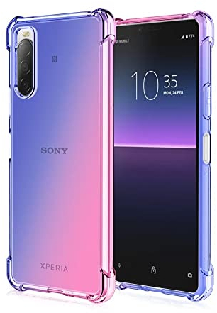 EASSGU Coque pour Smartphone, Compatible with Sony Xperia 10 II (6 inches), Housse de Protection de Couleur Dégradée Transparente, Étui de Téléphone Anti-Chute et Anti-Rayures - Bleu Rose