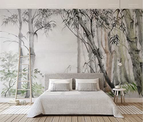 Papier Peint Panoramique Bois De Bambou Vintage Papier Peint 3D Personnalisés Intissé Décoration Murale 200x140cm