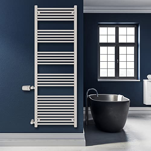 SHV Badheizkörper Andromeda mit Seitenanschluss in Weiß - 600 x 1750 mm (Anschluss 500 mm) | Heizkörper für Badezimmer, Handtuchhalter für Wand im Bad, Handtuchheizkörper