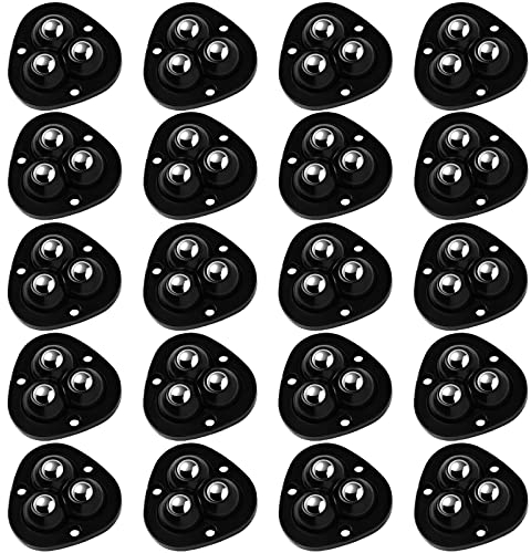 EACHPT Universal Pulley Castors, Small Castor Wheels, Adhesive Swivel Casters, ABS Material, Self-Adhesive Mini Universal Wheel, for Trash Cans, Storage Boxes, Small Furniture (Black, 20 Pieces)