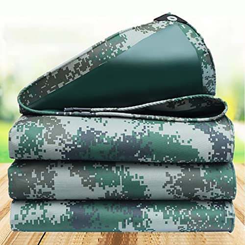 Tarnung Plane Wasserdicht mit ösen, 450g/m² Abdeckplane Gartenmöbel,Holz Pool Abdeckplane/Gartenplane/Zeltplane/LKW Plane/Anhänger Plane/Bauzaunplane,Schutzplane,3x3m/9.84x9.84ft