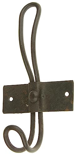 MACOSA TD1519 Wandhaken Eisen Schwarz Braun Antik Metall 15 cm Garderobenhaken vintage Haken Dekohaken Kleiderhaken Handtuchhaken Metallhaken Wanddeko