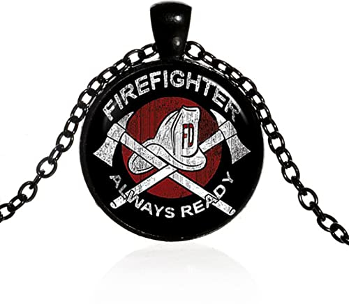MIELEU Anhänger Halskette Rettung Feuerwehrmann Halskette Feuerwehrmann Anhänger Feuerwehrmann Schmuck Feuerwehr Anhänger Halskette Cabochon Schmuck