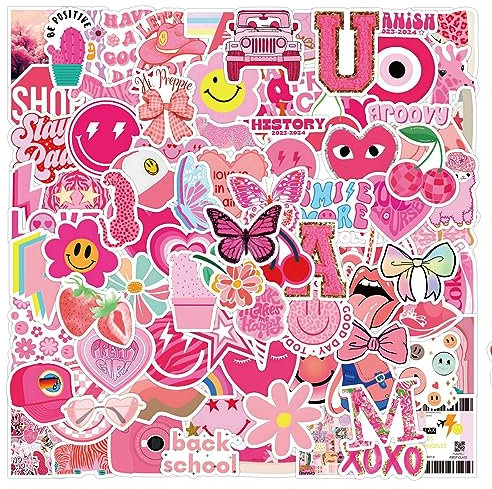 AUCEKO 120 Stück Rosa Aufkleber Pack Rosa Sticker Set wasserdichte Vinyl Sticker für Laptop Kinder Autos Motorrad Fahrrad Skateboard Gepäck Koffer Computer Aufkleber Graffiti Decal