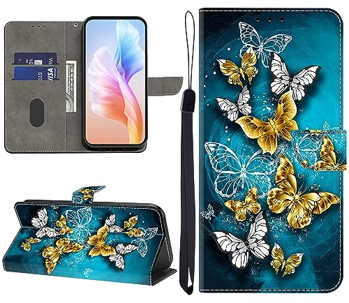 KEDBBAO Handyhülle für Samsung Galaxy A20S Hülle Muster Klapphülle für Galaxy A20S Leder Tasche Case Flip Magnet Motive Wallet Schutzhülle für Samsung A20S Hüllen, Grüner Schmetterling