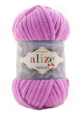 Alize Velluto Babydeckengarn, 100 % MicroPolyester, 5 Stück, 340 m, 500 g, Garngewicht: Super Bulky (Orchid 378)