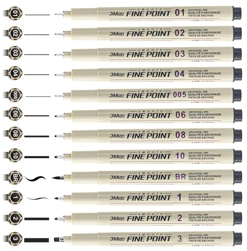 HENGBIRD Micron Fineliner Stifte, 12 Stück Handlettering Fineliner Set, Schwarz Filzstiften Verschiedene Linienbreiten Wasserfest Stifte für Künstler, Illustration, Skizzen, Technisches Zeichnen