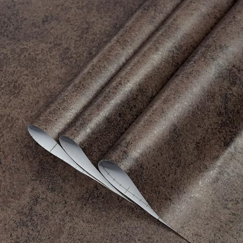 Papier peint autocollant doré,Autocollant mural en vinyle marron foncé,Film d'ameublement imperméable,Couleur bronze doré,Aspect béton,40CMx9M,Mat, épaissi,Design sans bulles d'air,Style industriel