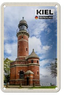 FEMER Blechschild Städte Kiel Leuchtturm Architektur Deko 12x18cm Schild