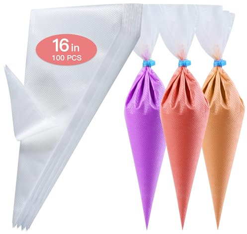 firstake Piping Bags 16 Inch - 100pcs Disposable Piping Bags, Large Pastry Bags, Thickened Frosting Bags, Cake Decorating Bags, Large Piping Bags, Icing Bags for Cake Decorating