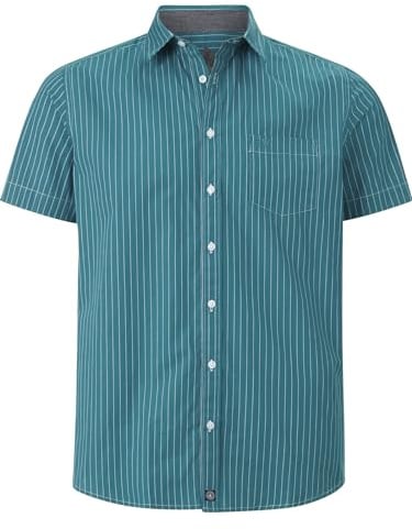 Jan Vanderstorm Herren Streifenhemd Perttu Petrol, 7XL (XXXXXXXL) - 55/56
