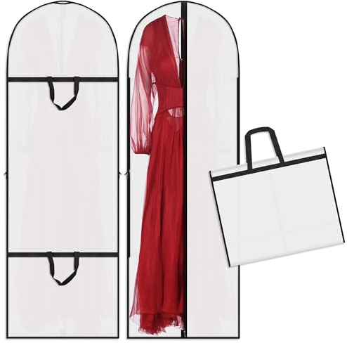 Custodie per Abiti,Copriabiti da Armadio,180 x 60cm ,Borsa Porta Abiti da Viaggio, Impermeabile Custodie Abiti Lunghi con Cerniera, Antipolvere Pieghevole Custodia Abito da Sposa Cappotti