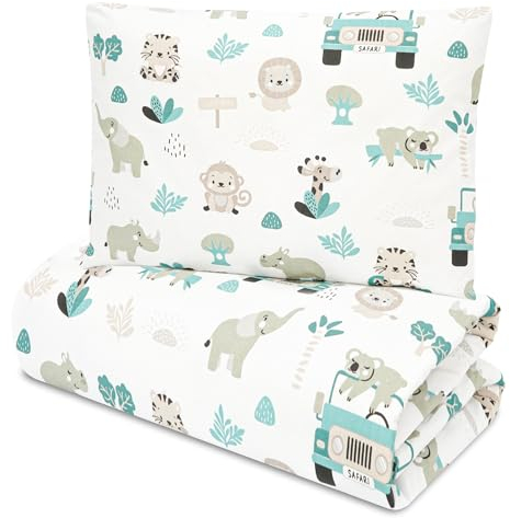 Kinder Bettdecke ohne Bezug 90x120 cm - Baumwolle Baby Decke und Kissen Set Kinderdecke 90 x 120 und Kopfkissen 60 x 40 - Bettdecken Kinderbettdecke Oeko-Tex Afrika