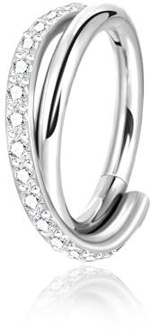 Lantine G23 Titan Helix Ring 16G 8mm/10mm Scharnier Clicker Segmentring CZ Daith/Rook/Tragus/Conch Piercing Ring Gold und Silber