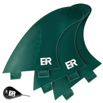 Eisbach Riders Surfboard FCS Thruster Fin Set mit Fin Key (Größe G5 Medium) - Finnen Flossen für Surfbrett und SUP (Grün)