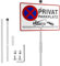 Upifen Privatparkplatz Schild mit Pfosten Alu 30x20 cm mit Löchern für Zaun, Reflektierend Schilder für Privatparkplatz Parkverbot Schild