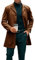 Runcati Herren Mantel Lange Trenchcoat Slim Fit Winter Kerbkragen Jacke Einreiher Business Overcoat Braun M