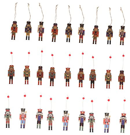 OUNONA Realistic Xmas Tree Pendants Walnut Soldier Wooden Ornaments Christmas Decorations Reusable Hanging Ornaments