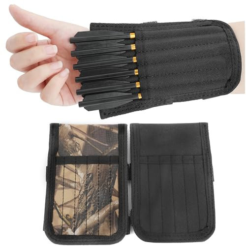 Poearcus Bogenschießen Armbrust Köcher Arm-Pfeil-Tasche Doppelseitiger Armbrustbolzen mit großem Fassungsvermögen Handgelenkköcher Tägliches Training (12 Löcher Armbrustköcher, Schwarz)