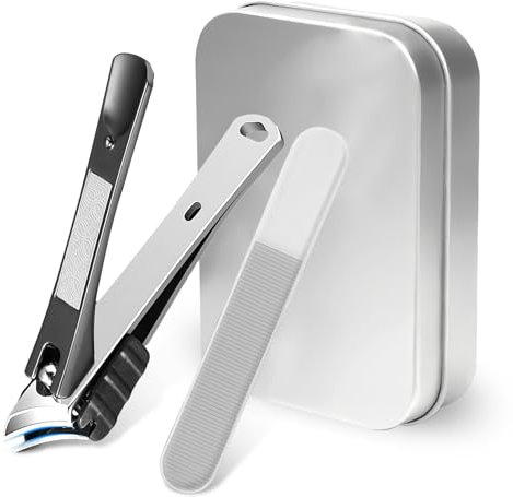 Acero Inoxidable Cortauñas, Cortauñas Pies Profesional, Cortaúñas para Uñas Gruesas, Cortaúñas Ergonómico con Cabeza Angulada, Cortauñas Pies de Acero Inoxidable, Cortaúñas Grandes con Lima de Uñas