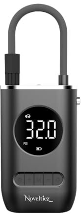 NOVELTIEZ Portable Cordless Digital USB Rechargeable Car Tyre Inflator Air Compressor with LED Lights Tyre Inflator Pump with Pressure Gauge Electric Bike Pumps for All Bikes Cars All in One