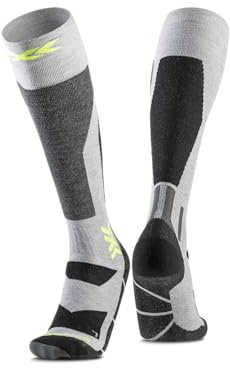 X-Socks Snowboard Discover OTC – Hochleistungs-Snowboardsocken mit O-Ring-Bandage – Ultimativer Komfort, Unterstützung & Stabilität beim Snowboarden & Wintersport - Grau/Kanariengelb, 35-38