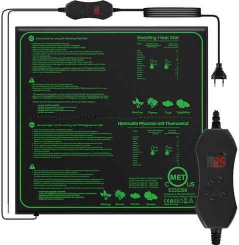 Mojimdo 70W Riscaldamento Piante Tappetino con termostato - Riscaldamento rapido, Protezione antincendio, Tappetino di Calore per la germinazione e la Regolazione della temperatura-50 * 50cm