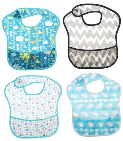 HAPINARY Lätzchen Zum Auffangen Von Lebensmitteln Für Neugeborene 4 Stück Leicht Tragbar Taschen-speichelfänger Für Kleinkinder